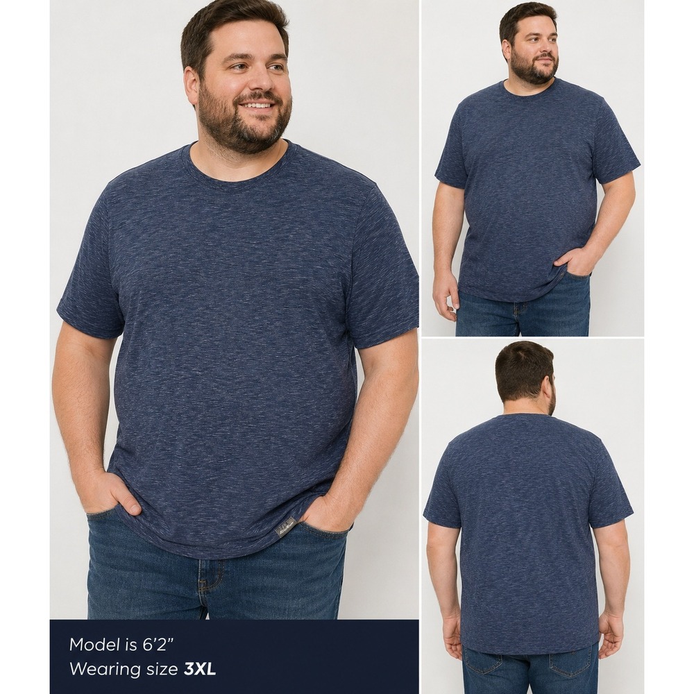 Eddie Bauer Legendwash Mens 3XL T-Shirt Navy Blue Heathered Short Sleeve Tee